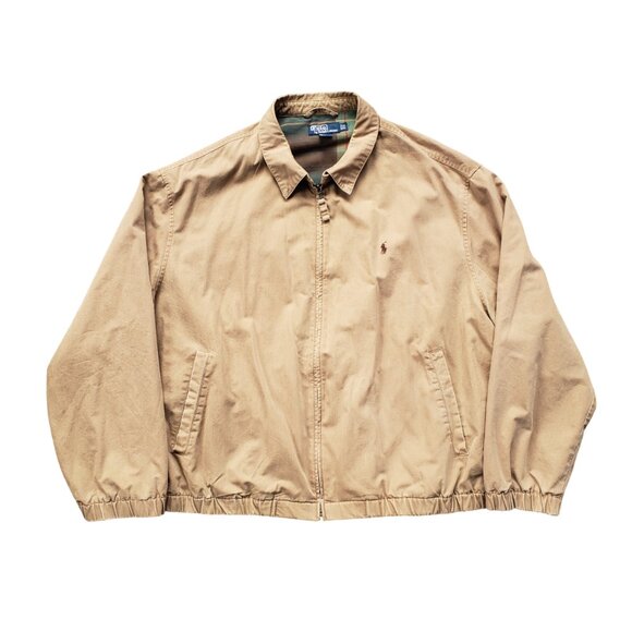 Vintage Polo Ralph Lauren Bi-Swing Jacket 2X Big Khaki Tan Harrington Bomber - Picture 1 of 11